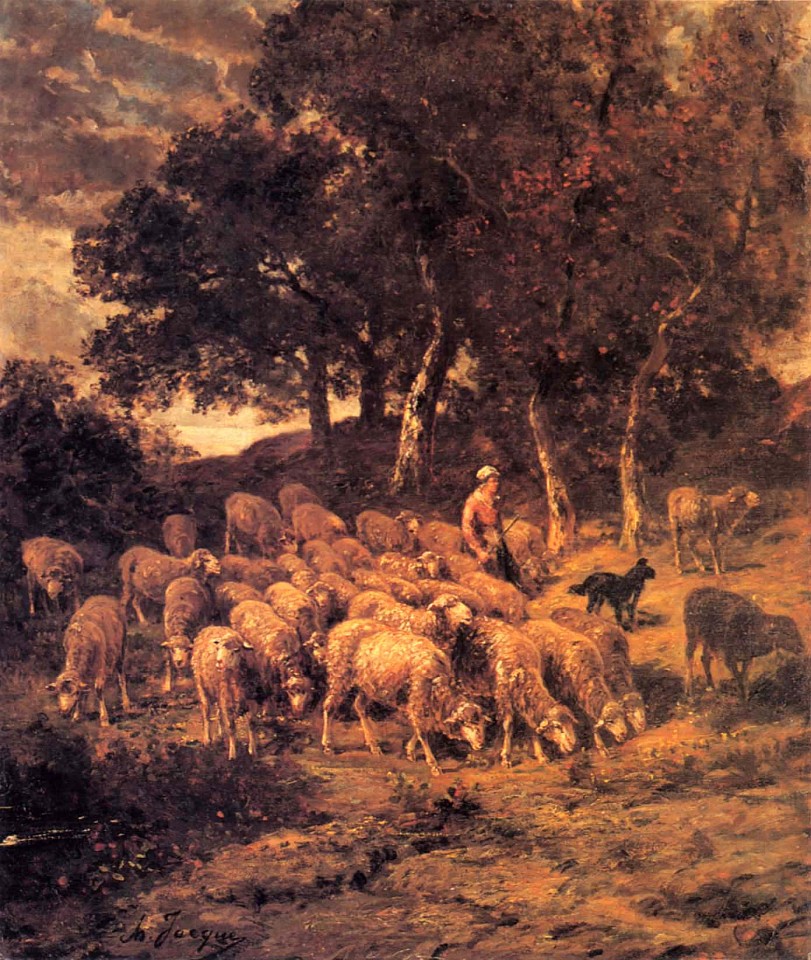 Charles Emile Jacque, A Shepherdess and Her Flock, ca. 1867
Oil on canvas, 26 x 22 in. (66 x 55.9 cm)
JAC-001-PA
$29,500