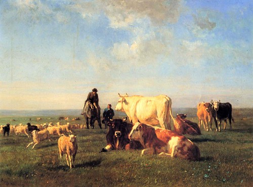 Constant Troyon - Cows and Sheep Grazing